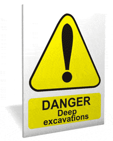 Warning Deep Excavations - Health and Safety Sign