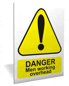 Warning Men Working Overhead - Health and Safety Sign