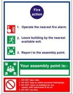 SELF ADHESIVE FIRE ACTION NOTICE - FIRE HEALTH & SAFETY SIGN