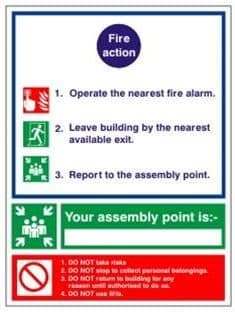 SELF ADHESIVE FIRE ACTION NOTICE - FIRE HEALTH & SAFETY SIGN