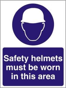 Safety Helmets Must be Worn in this Area - Health and Safety Sign