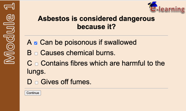 Screenshot taken from Safety Services Direct's UKATA Asbestos Awareness Course