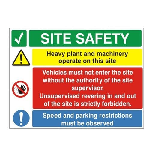 Site Safety Heavy Plant And Machinery On This Site - Health and Safety Sign