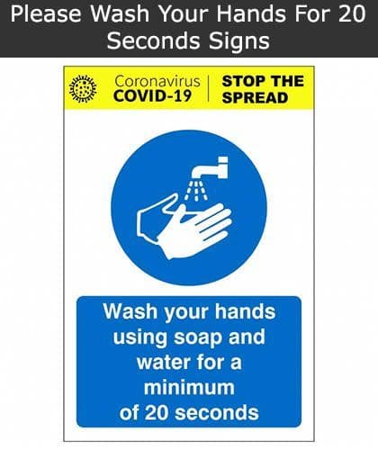 Wash Your Hands For A Minimum Of 20 Seconds Sign