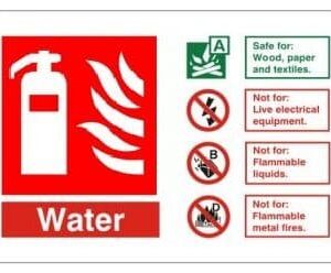 Water - Fire Extinguisher Health and Safety Sign