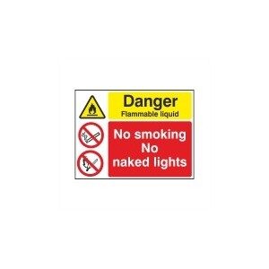 Danger Flammable Liquid No Smoking No Naked Lights - Health and Safety Sign (MUL.62)