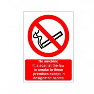 No Smoking Except In Designated Rooms - Health and Safety Sign (PRS.28)