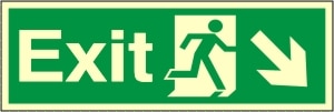 Exit Arrow Down Right - Fire Safety Sign (EX.43)
