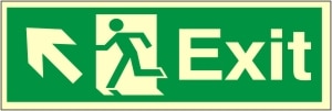 Exit Arrow Up Left - Fire Safety Sign (EX.38)