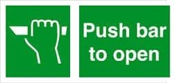 Push Bar to Open - Fire Safety Sign