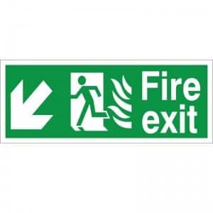 Fire Exit - Down / Left Arrow - Healthcare Establishment Health and Safety Sign (HM.06)