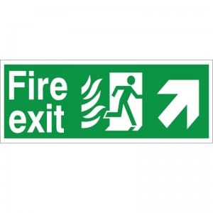 Fire Exit - Up / Right Arrow - Healthcare Establishment Health and Safety Sign (HM.07)