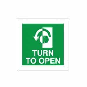 Turn To Open - Left - Fire Exit Health and Safety Sign