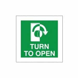 Turn To Open - Right - Fire Exit Health and Safety Sign