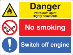 Danger Petroleum Spirit Highly Flammable - Health and Safety Sign (MUL.65)