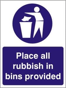 Place All Rubbish in Bins Provided - Health and Safety Sign (MAG.06)