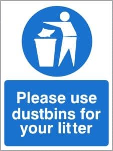 Please Use Dustbins for your Litter - Health and Safety Sign () |  Safety Services Direct