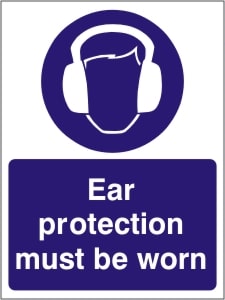 Ear Protection Must be Worn - Health and Safety Sign (MAP.15)