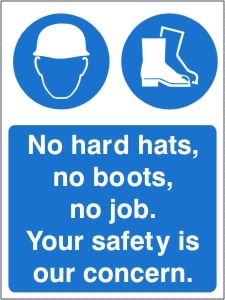 No Hard Hats, No Boots, No Job. Your Safety is our Concern. Health and Safety Sign (MAP.27)