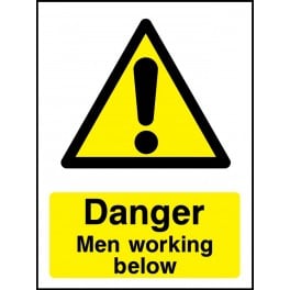 Warning Men Working Below - Health and Safety Sign