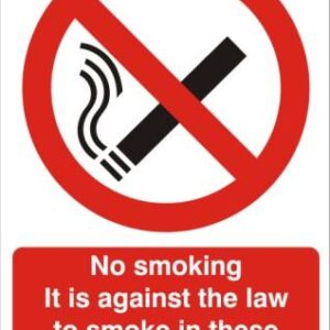 No Smoking It Is Against The Law To Smoke In These Premises - Health and Safety Sign (PRS.26) -