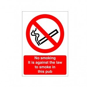 No Smoking It Is Against The Law To Smoke In This Pub - Health and Safety Sign (PRS.27)