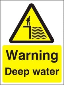 Warning Deep Water - Health and Safety Sign