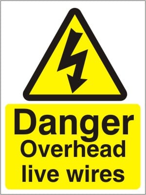 Danger Overhead Live Wires - Health and Safety Sign (WAE.04)