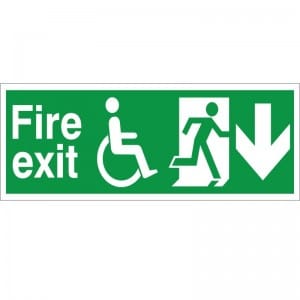Fire Exit - Refuge - Down Arrow - Health and Safety Sign (FER.04)